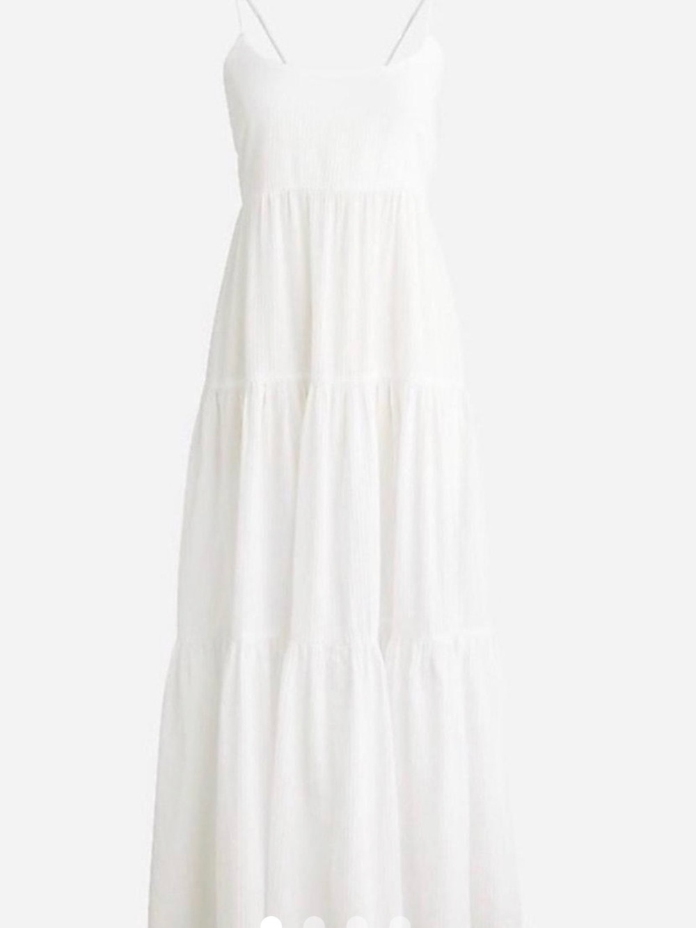 J. Crew White Spaghetti-Strap Tiered Maxi Dress
